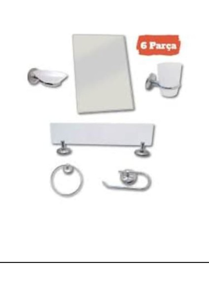6 Parça Parlak Banyo Aksesuar Seti, Şık ve Kullanışlı Tasarım