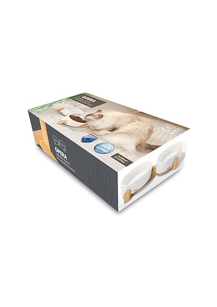 M-Pets Opera Serami̇k Mama Kabi Bamboo Standli 2X350ML Whi̇te