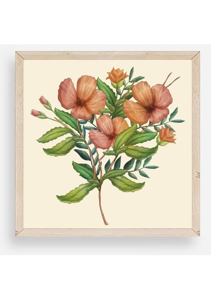 Çiçek Ahşap Çerçeveli Tablo