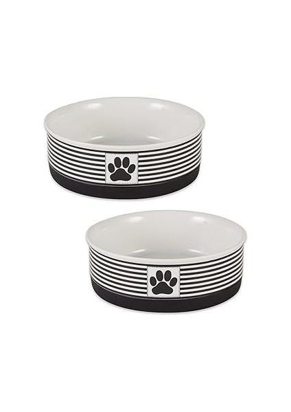 Bone Dry Paw & Patch Seramik Evcil Hayvan Koleksiyonu, Orta Set, 6x2, Siyah, 2 Parça, 5742