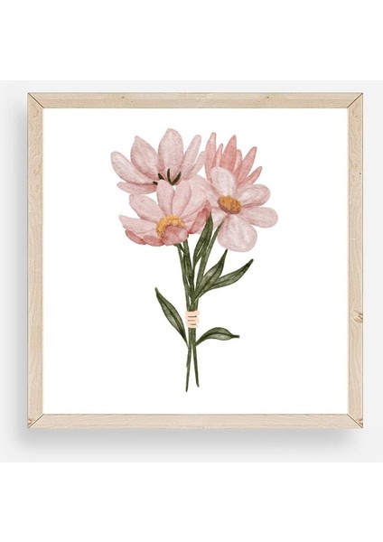 Çiçek Ahşap Çerçeveli Tablo