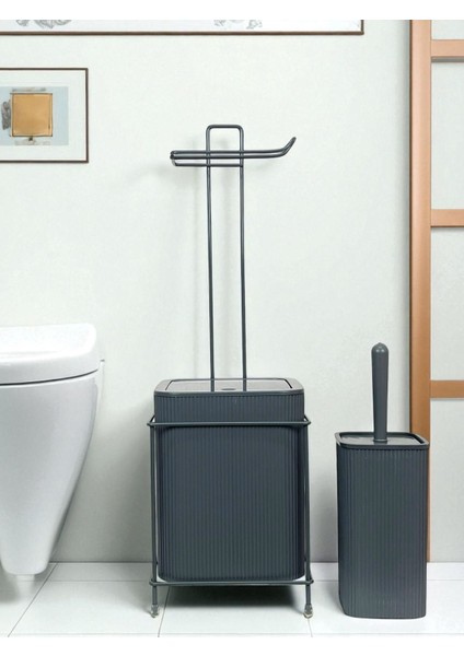 Füme Renkli Çöp Kovası ve Tuvalet Fırça Seti, Şık ve Kullanışlı fiyatları
