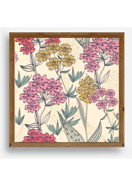 Çiçekler Ahşap Çerçeveli Tablo