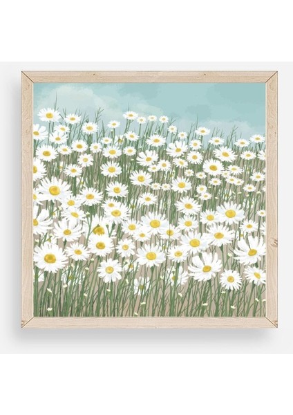 Çiçekler Ahşap Çerçeveli Tablo