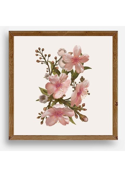 Çiçek Ahşap Çerçeveli Tablo
