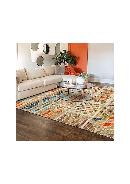 Dizayn Crocus Desenli Pamuk Tabanlı Yıkanabilen Kaydırmaz Salon Halısı 100X200