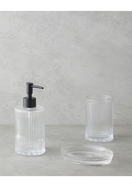 Şeffaf 3’lü Cam Banyo Seti, Şık ve Modern Tasarım