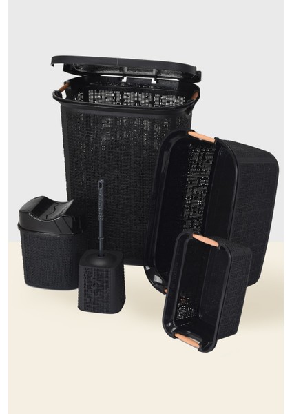 Şık ve Kullanışlı 5 Parça Banyo Seti, Kirli ve Çamaşır Sepetiyle fiyatları