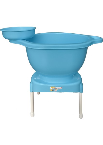 Mavi Plastik Curun, Hamam Tası ve Tabure ile 3'lü Su Kovası Seti