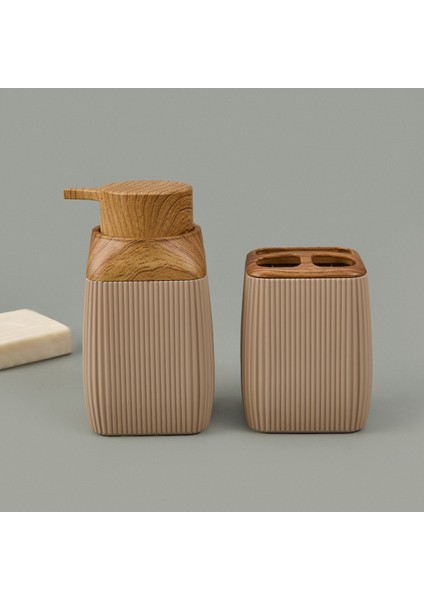 Kahverengi 2'li Sıvı Sabunluk ve Diş Fırçalık Seti, Şık ve Kullanışlı fiyatları