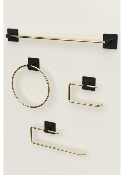 Yüksek Kaliteli 4'lü Gold Havluluk ve Sabunluk Banyo Seti fiyatları