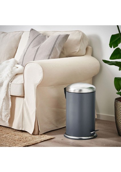 Büyük Boy Çelik Çöp Kovası, 45CM, 12 Litre, Koyu Gri, Dayanıklı ve Şık fiyatları