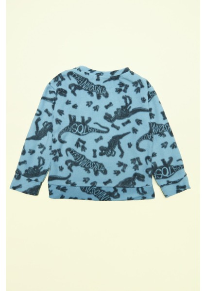 Dinazor Desenli Polar Erkek Çocuk Pijama Takımı modelleri