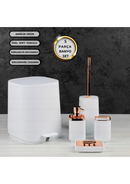 Şık Siyah ve Beyaz Renklerde 5'li Banyo Seti, Pratik ve Modern Tasarım fiyatları