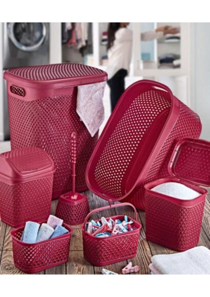 Katre Çeyiz Seti 7 Parça Kırmızı Banyo Takımı, Şık ve Kullanışlı Ürün