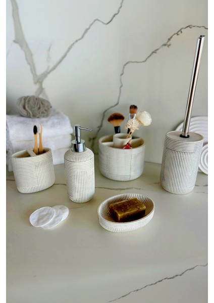 Şık ve Kullanışlı 5 Parça Banyo Seti Bej Renk fiyatları