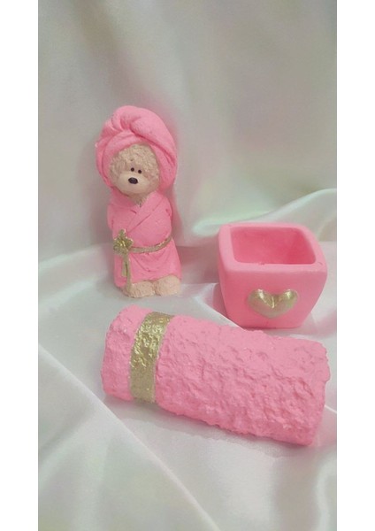 3’lü Doğal Taş Banyo Seti, Sabunluk, Havlu ve Kutu ile Şık Dekorasyon