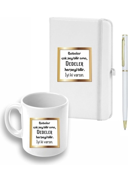 Dedeler Için Defter, Kalem ve Kupa Seti