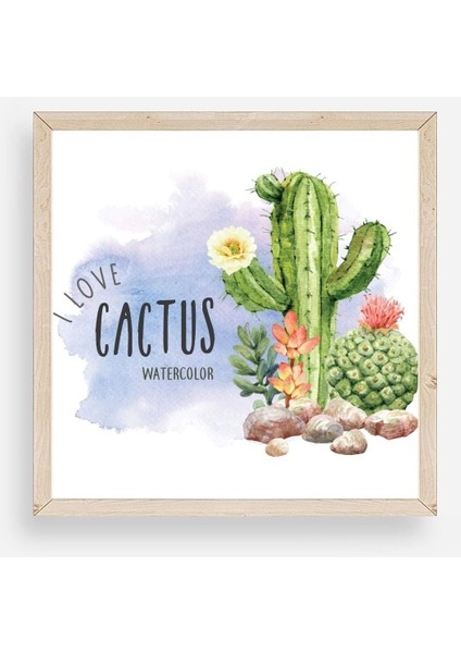 Kaktüs Ahşap Çerçeveli Tablo