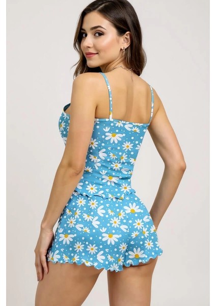 Baskılı Askılı Şortlu Pijama Takımı modelleri