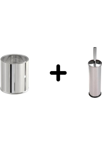 Paslanmaz Çöp Kovası ve Tuvalet Fırça Seti, Şık ve Fonksiyonel Tasarım