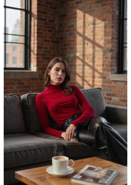 Kadın Bordo Parmak Detaylı Esnek Uzun Kollu Body indirimleri