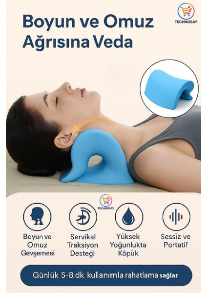 Oval Boyun Düzleşmesi Yastığı | Servikal Traksiyon ve Gevşetici Omuz Sedyesi | Boyun Düzeltici Masaj