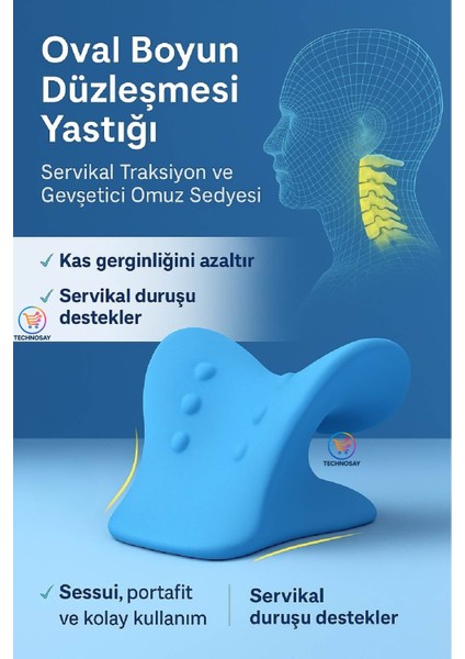 Oval Boyun Düzleşmesi Yastığı | Servikal Traksiyon ve Gevşetici Omuz Sedyesi | Boyun Düzeltici Masaj modelleri