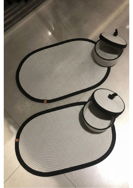 Doğal Jüt ve Hasır Banyo Paspas ve Sepet Takımı Seti