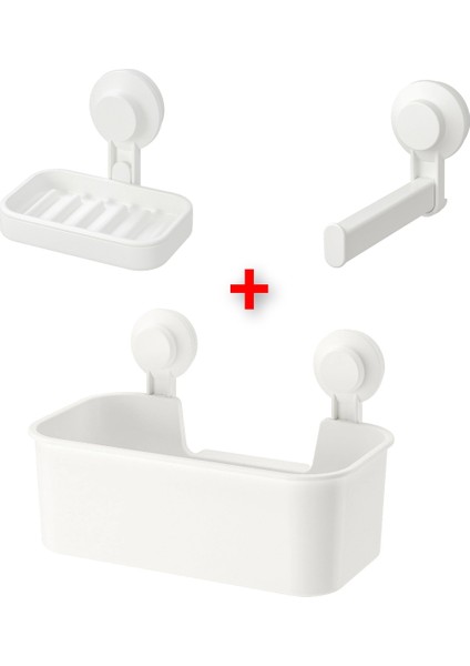 Pratik 3 Parça Banyo Seti: Duş Sepeti, Sabunluk ve Tuvalet Kağıtlığı