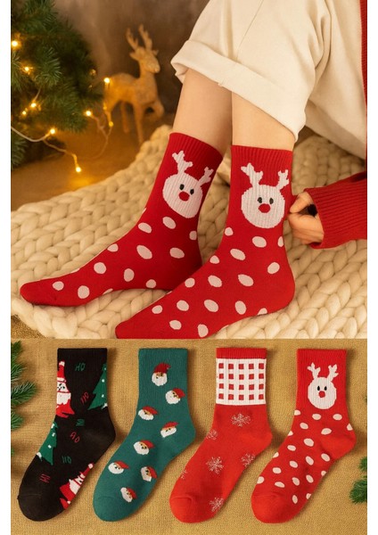 Unisex Yılbaşı Çorap 4'lü