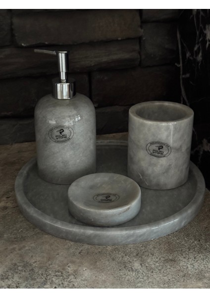 Şık Gri Mermer 4 Parça Banyo Seti, Modern ve Zarif Tasarım fiyatları
