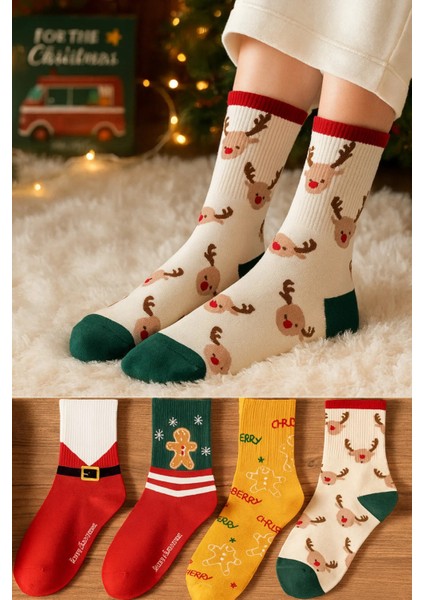 Unisex Yılbaşı Çorap 4'lü