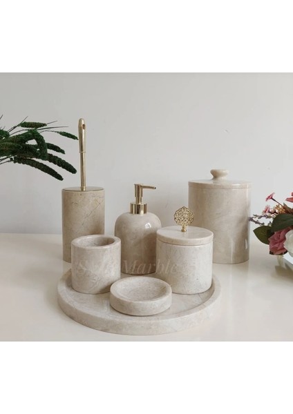 Bej Doğal Mermer Banyo Seti, Şıklık ve Zarafet Için Ideal Seçim