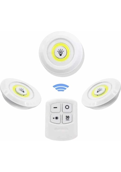 Bfs Dolap Işığı Mutfak Rafı Işığı Uzaktan Kumandalı 3 Lü Spot LED Lamba fırsatları