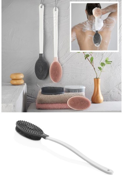 Uzun Saplı Çift Taraflı Vücut Masaj Fırçası, Sırt Kese, Banyo ve Duş Fırçası
