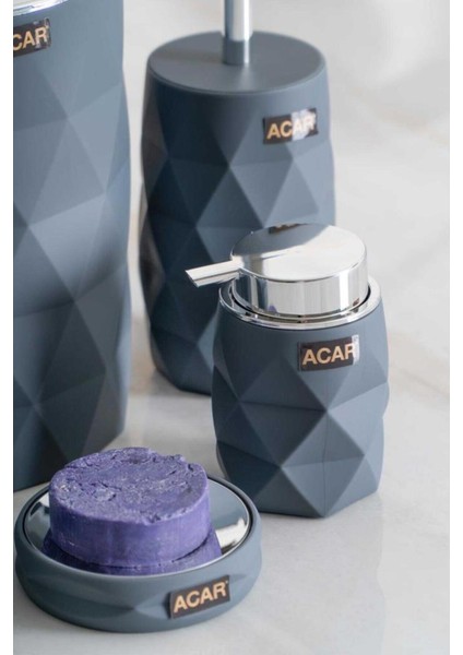 Şık Gri Geometrik 5 Parça Banyo Takımı, Modern ve Kullanışlı fiyatları