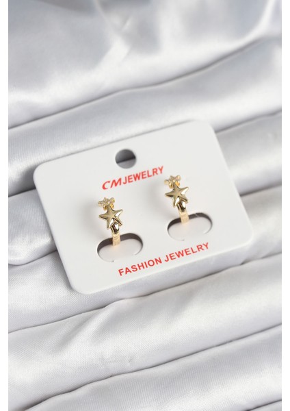 Pirinç Gold Renk Yıldız Kadın Küpe - TJ-BKP11242