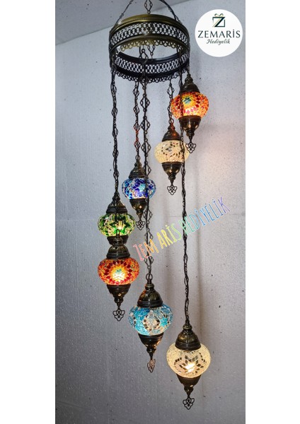 Dekoratif Sarkıt Mozaik Tavan Lambası 7'li Otantik Lamba