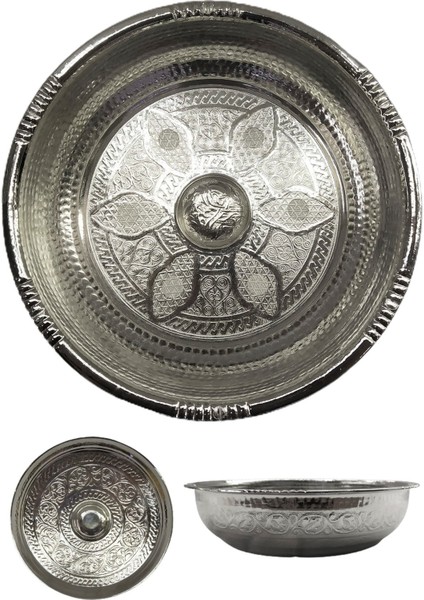 El Işlemeli Bakır Hamam Tası, 20CM, Geleneksel Tasarım, Zarif ve Dayanıklı