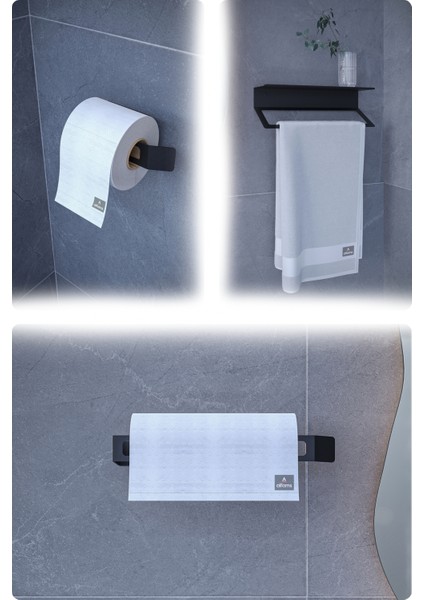 Metal 3’lü Set: Tuvalet Kağıtlık, Havlu Askısı ve Kağıt Havluluk