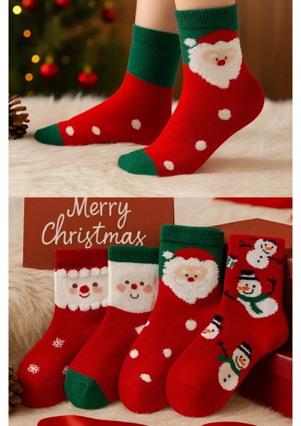 Çocuk-Yetişkin Yılbaşı Çorap 4'lü