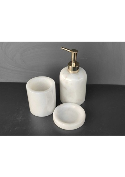 Beyaz Mermer 3'lü Banyo Seti, Şık ve Kullanışlı Tasarım
