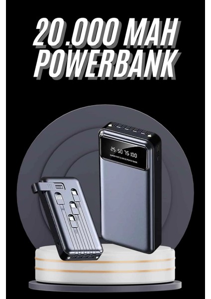 Bfs Hızlı Şarj Özellikli 20.000 Mah Dijital Göstergeli USB Girişli Android ve Ios Uyumlu Powerbank