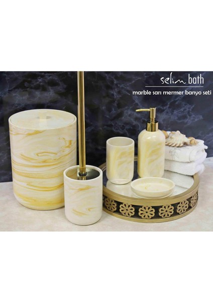 Şık Sarı Mermer Banyo Seti, Zarif ve Modern Tasarım