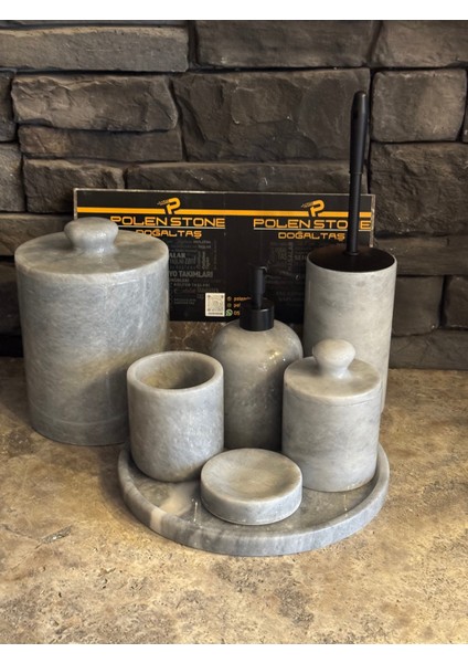 Gri Mermer 7 Parça Banyo Seti, Şık ve Modern Tasarım fiyatları