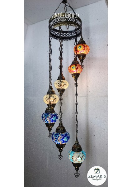 Dekoratif Sarkıt Mozaik Tavan Lambası 7'li Otantik Lamba modelleri
