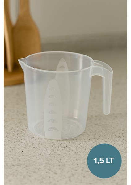Şeffaf 1,5 Lt Ölçülü Maşrapa, Su Kabı, Banyo ve Mutfak Kullanımı