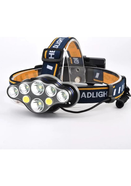 PS-888 Güçlü USB Şarj Edilebilir Profesyonel 8 Modlu 6000 Lümen 8 LED Su Geçirmez Kafa Lambas� modelleri