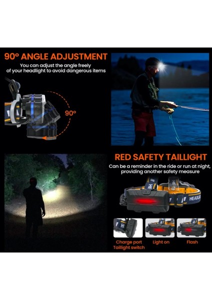 PS-888 Güçlü USB Şarj Edilebilir Profesyonel 8 Modlu 6000 Lümen 8 LED Su Geçirmez Kafa Lambas� indirimleri